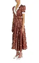 Polka Dot Printed Silk Twill Collared Dress With Belt