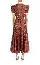 Polka Dot Printed Silk Twill Collared Dress With Belt