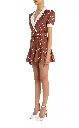 Polka Dot Print Silk Twill Collared Mini Dress With Belt