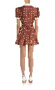 Polka Dot Print Silk Twill Collared Mini Dress With Belt