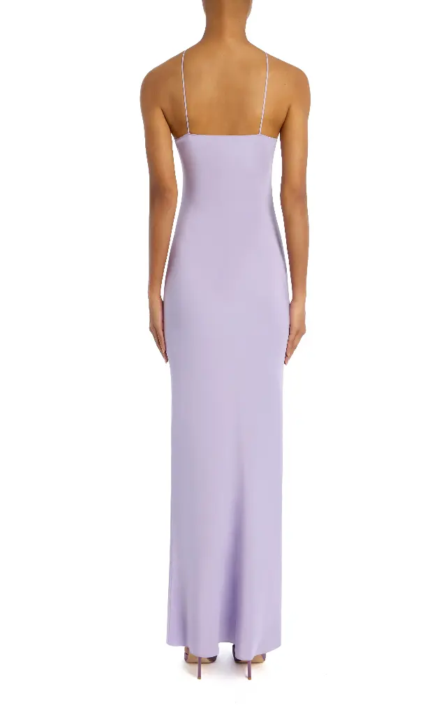 Daisy Beaded Lavender Silk Halter Gown