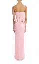 Pink Sequin Peplum Gown With Sequin Flower Pin
