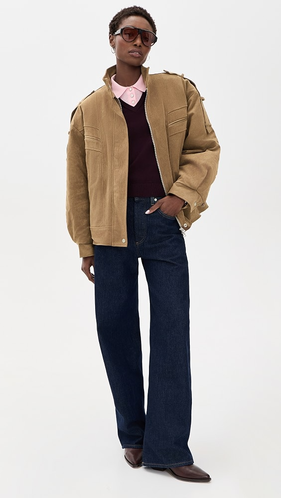 Tova Faux Suede Bomber Jacket