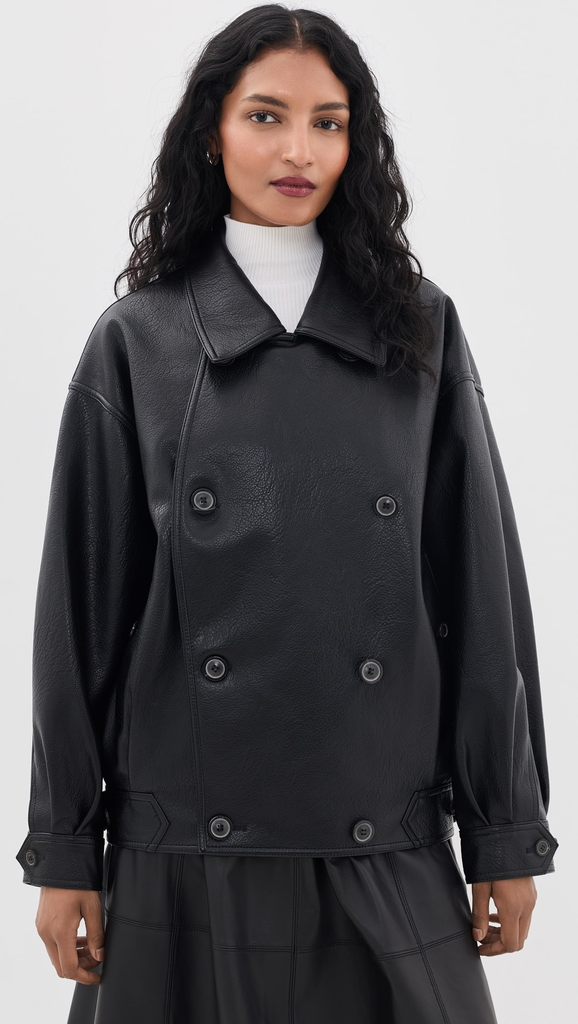 Vitellino Double Breasted Faux Leather Jacket