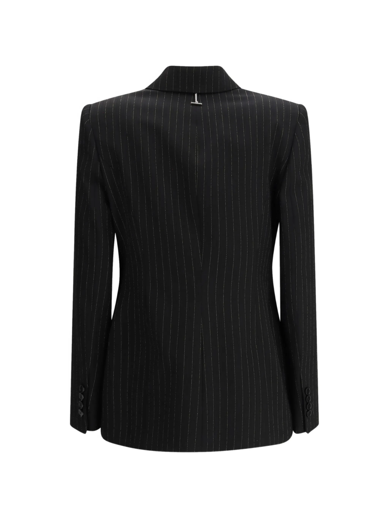 Pinstripe Print Double Breasted Blazer