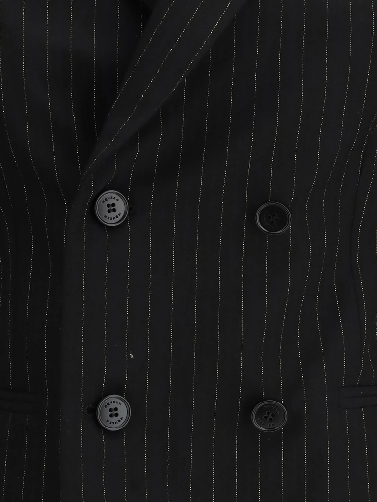 Pinstripe Print Double Breasted Blazer