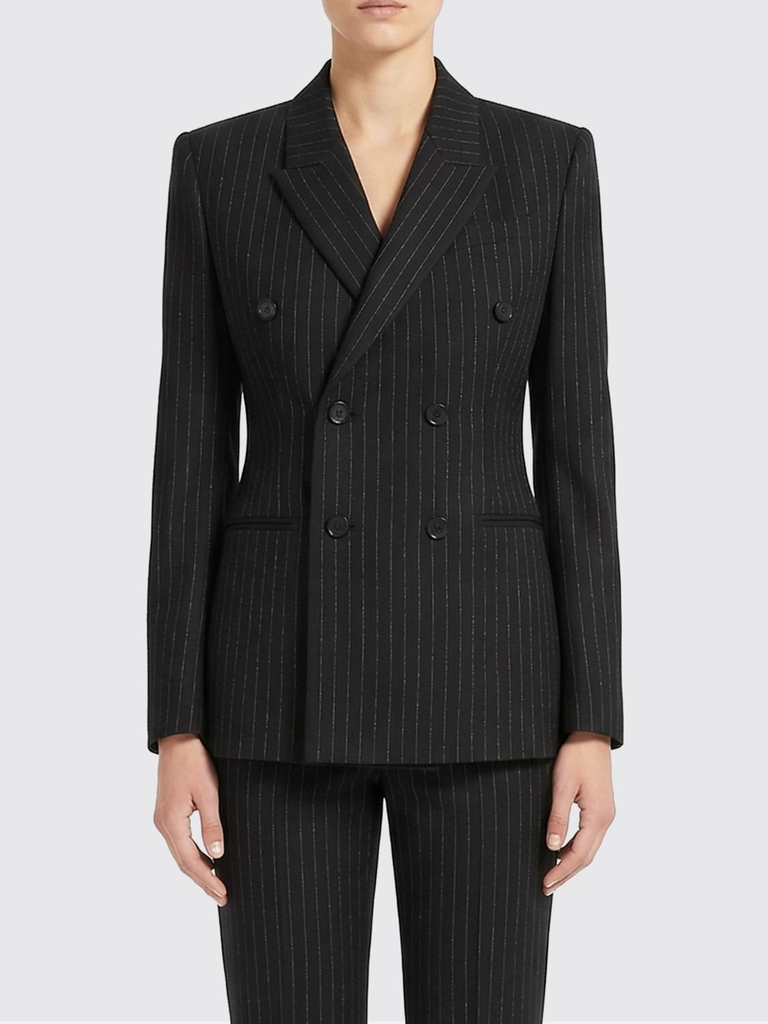 Pinstripe Print Double Breasted Blazer