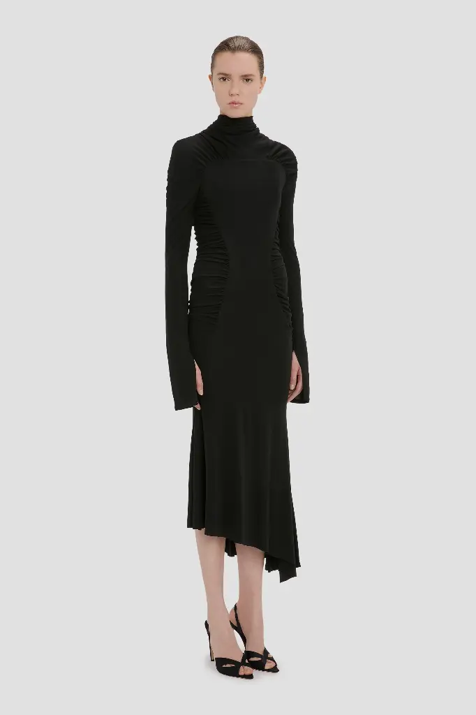 High Neck Midi Dress 