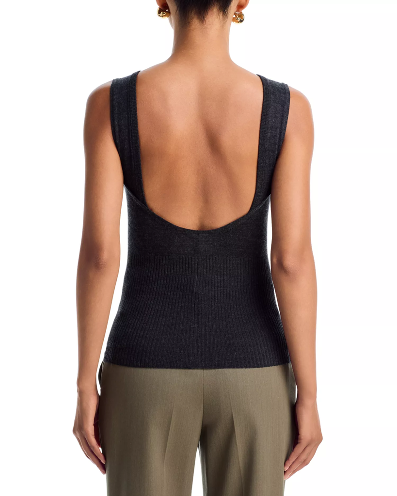 Ribbed Knit V Neck Top
