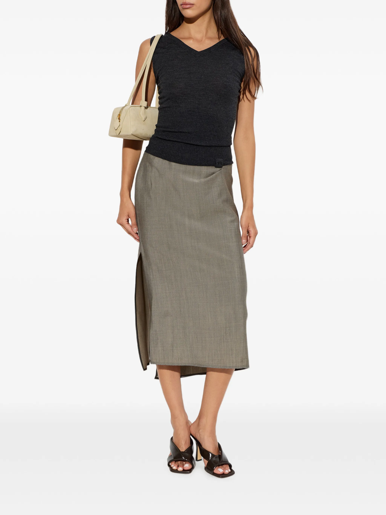 Ribbed Knit V Neck Top