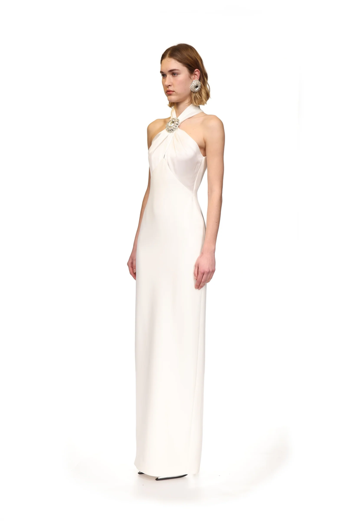 Crystal Pendant Halterneck Gown