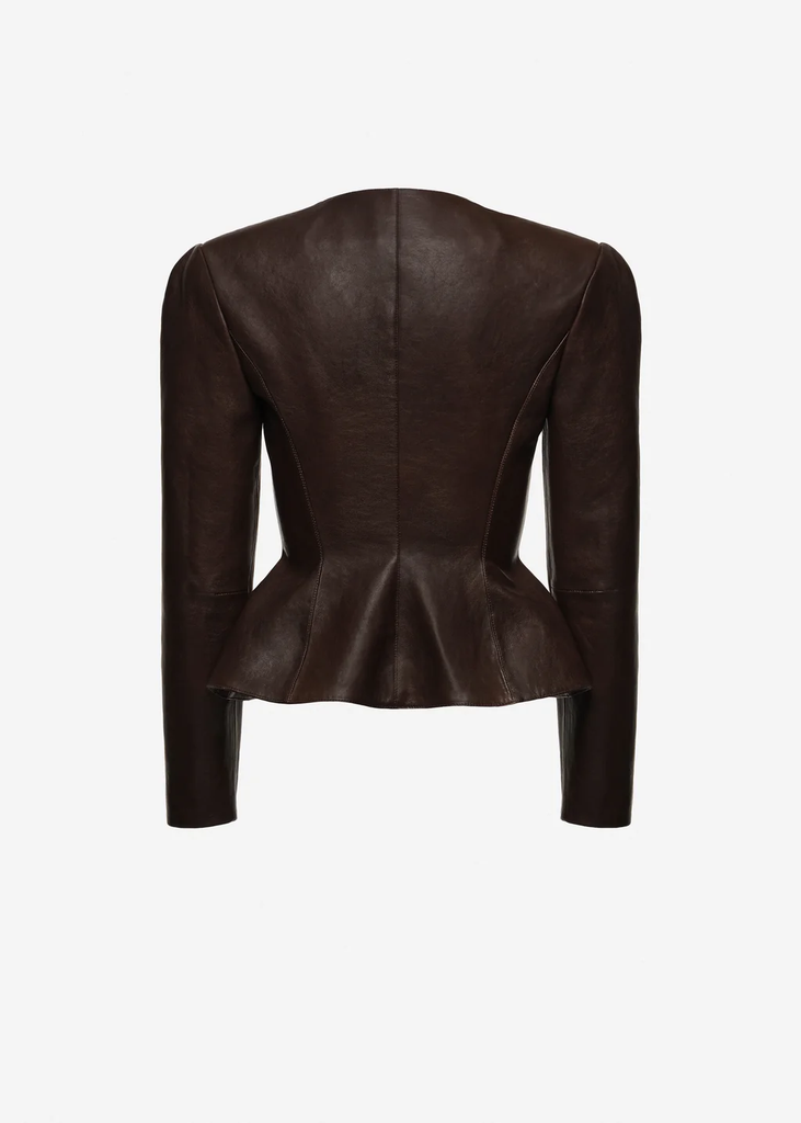 Fitted Leather Peplum Jacket