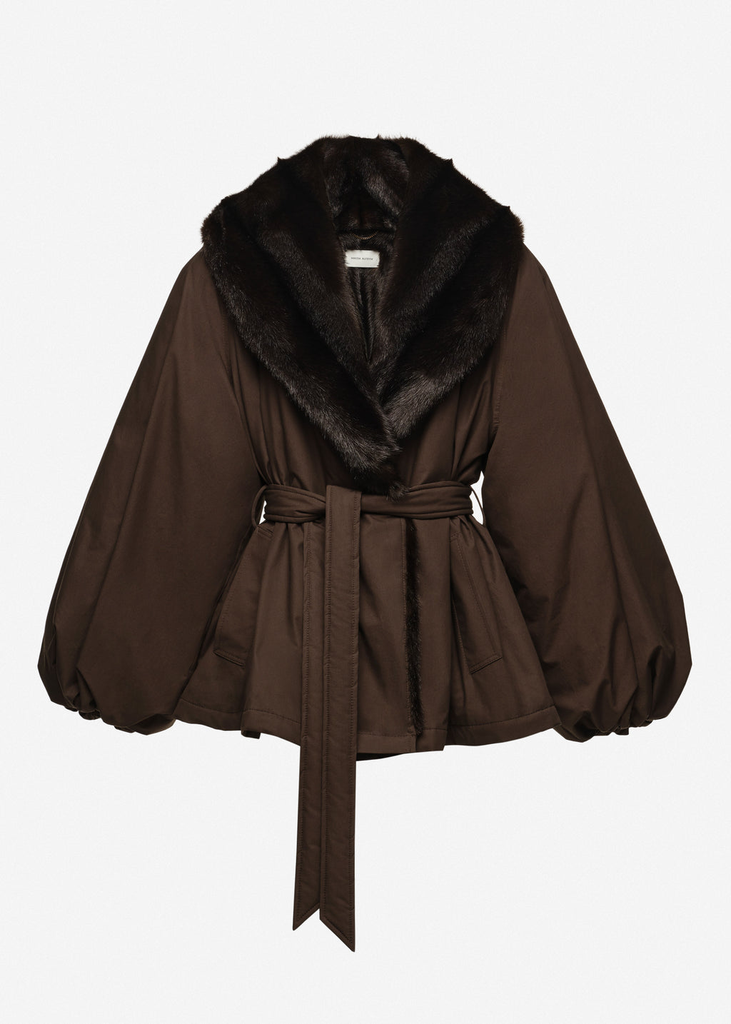 Belted Faux Fur Collar Jacket 