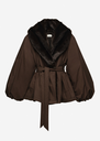 Belted Faux Fur Collar Jacket 