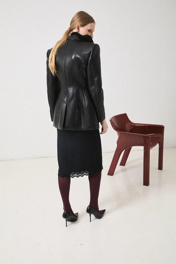 Faux Leather Blazer 