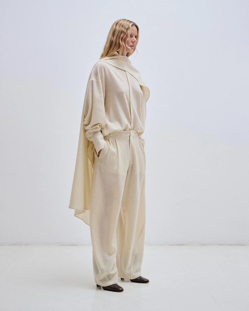 Georgia Cashmere Wool Detachable Scarf Shirt