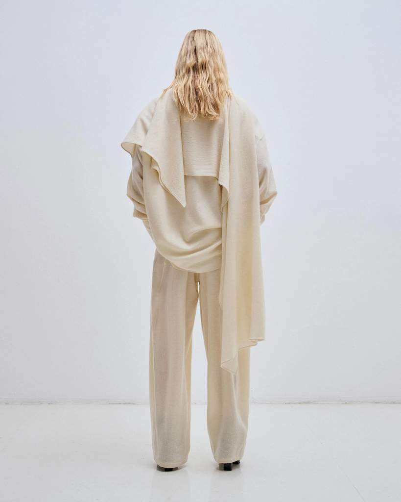 Georgia Cashmere Wool Detachable Scarf Shirt