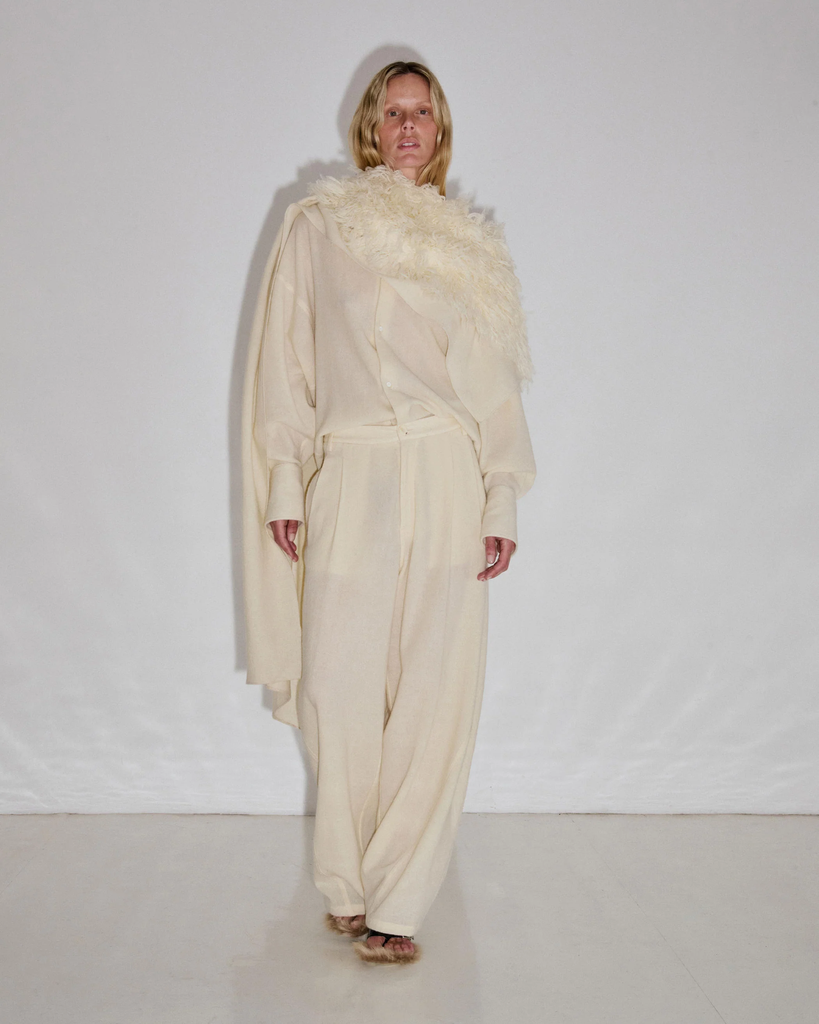 Georgia Cashmere Wool Detachable Scarf Shirt