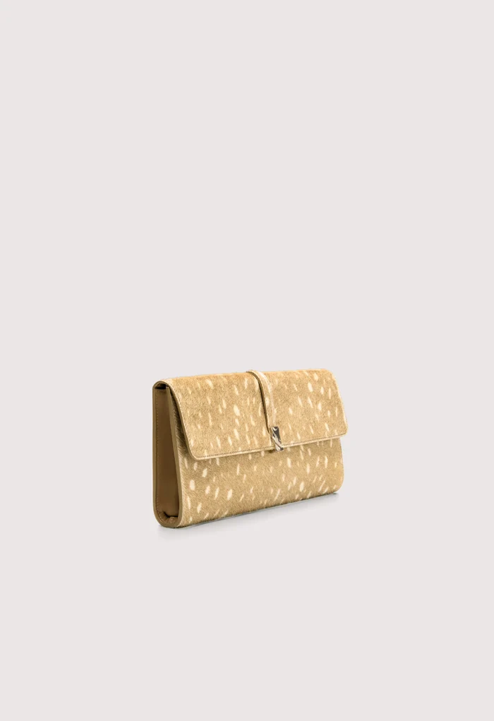 PIPER Deer Print Pony Effect Leather Clutch