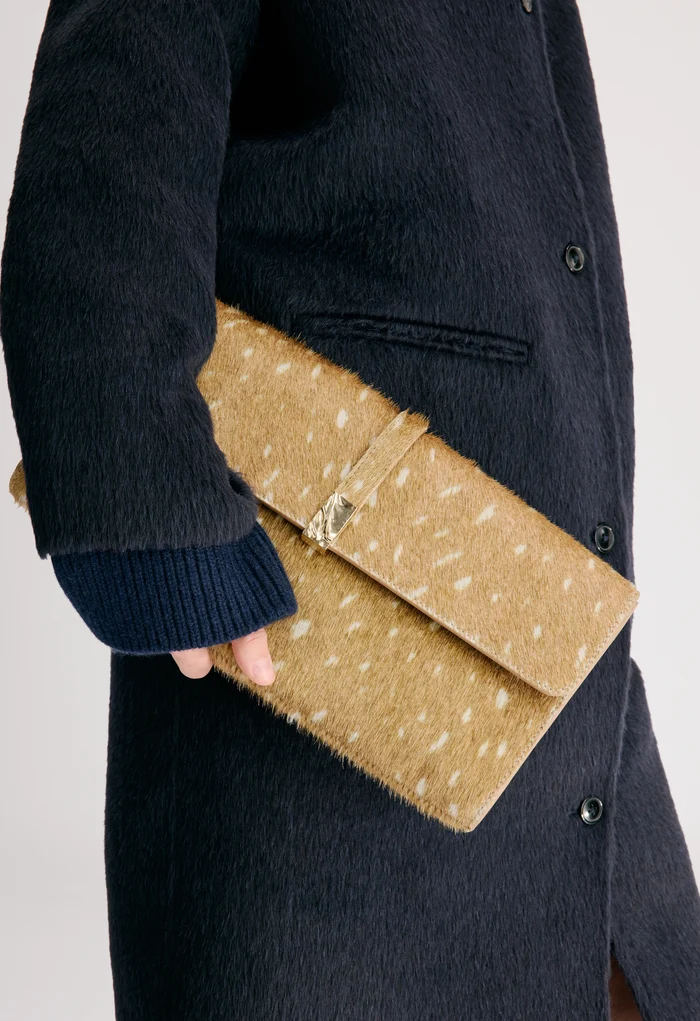PIPER Deer Print Pony Effect Leather Clutch