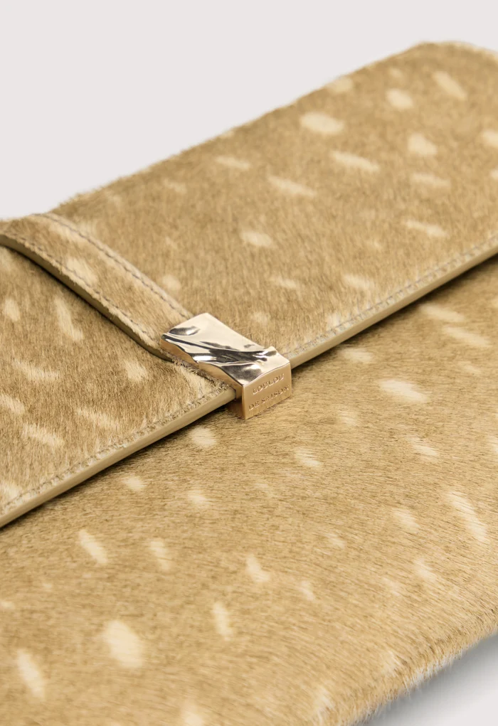 PIPER Deer Print Pony Effect Leather Clutch