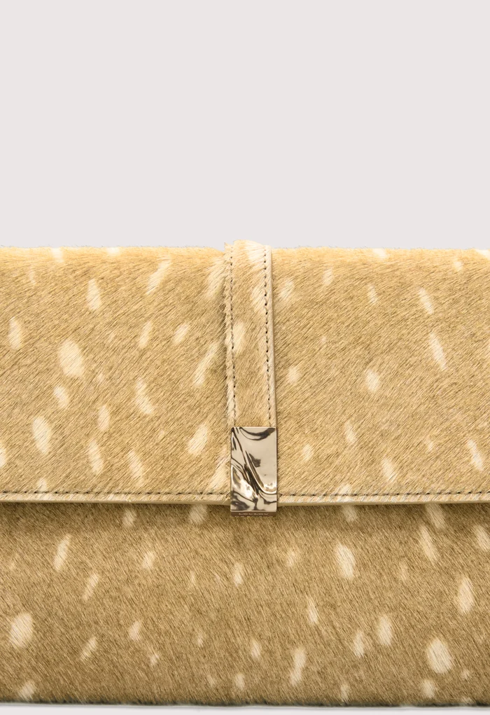 PIPER Deer Print Pony Effect Leather Clutch