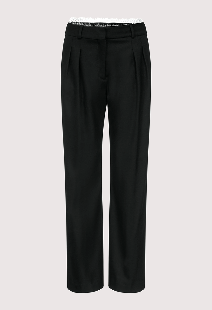 SAUL Lace Trim Pleated Trousers