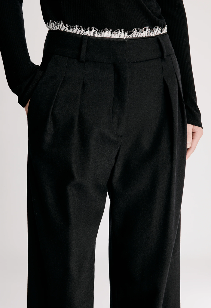 SAUL Lace Trim Pleated Trousers