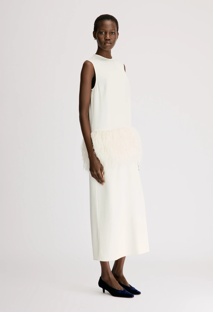 SONIA Dress With Ostrich Feathers Detail