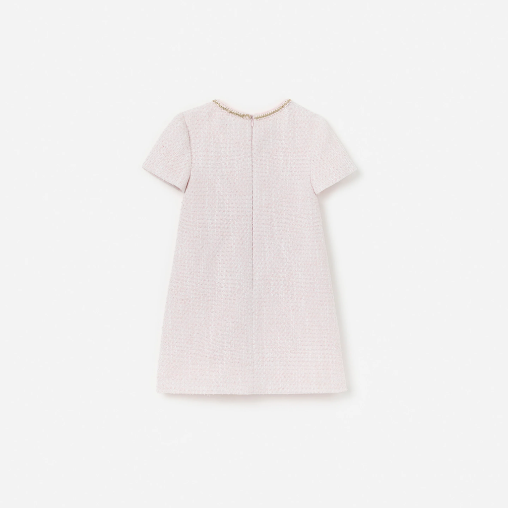 Pink Boucle Braided Trim Dress
