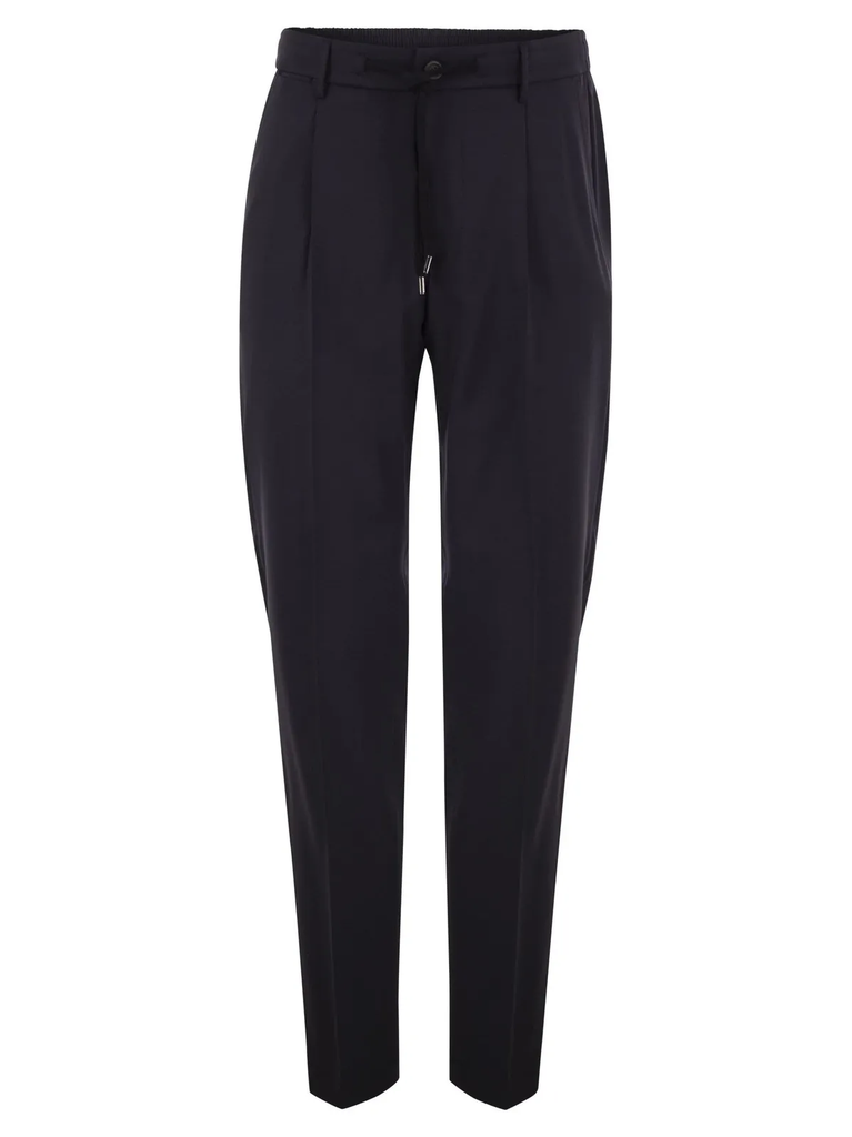 Peserico Men's Relaxed Fit Trousers with Drawstring Waist and Front Pleats