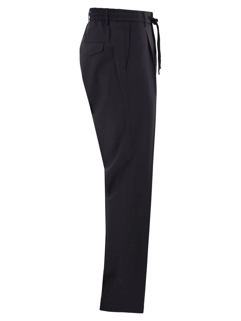 Peserico Men's Relaxed Fit Trousers with Drawstring Waist and Front Pleats