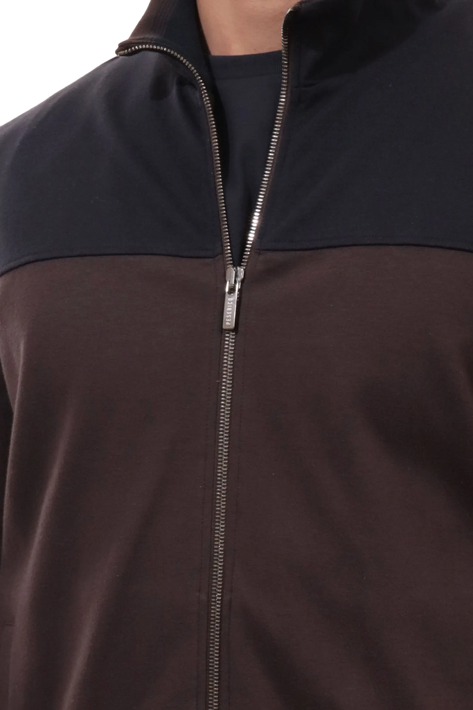 Zipped Bicoloured Cardigan