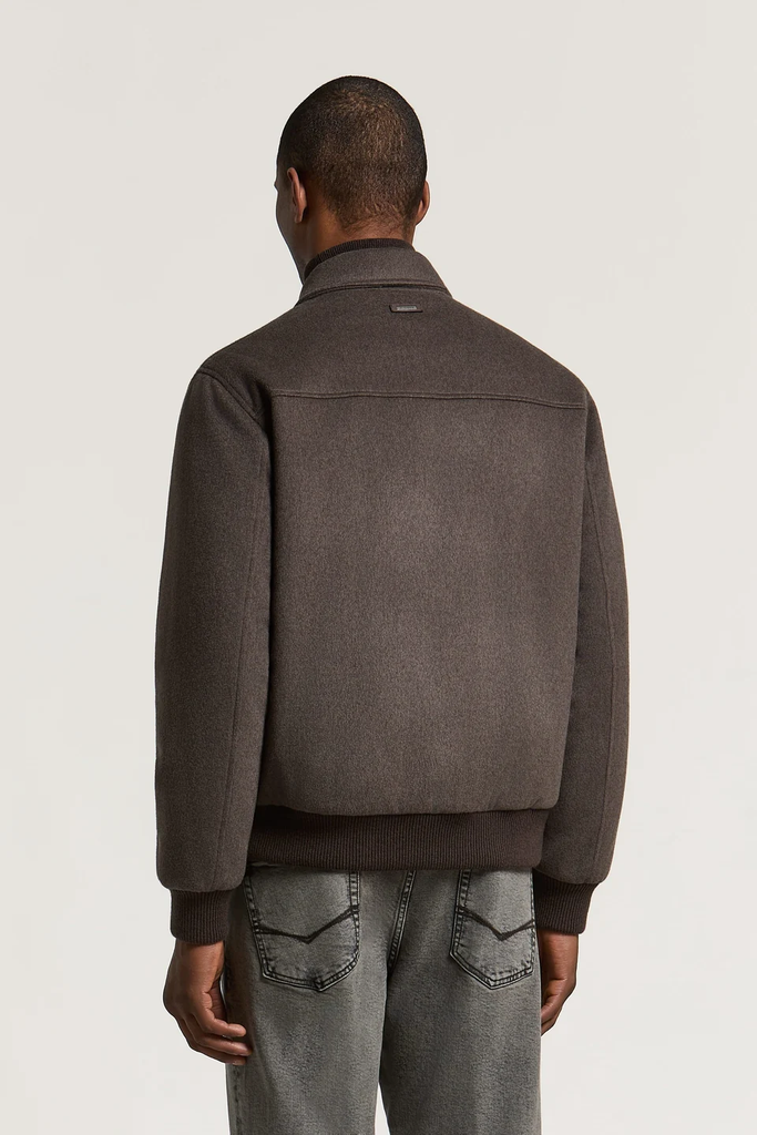 Wool and Cashmere Blend Cloth Bomber Jacket