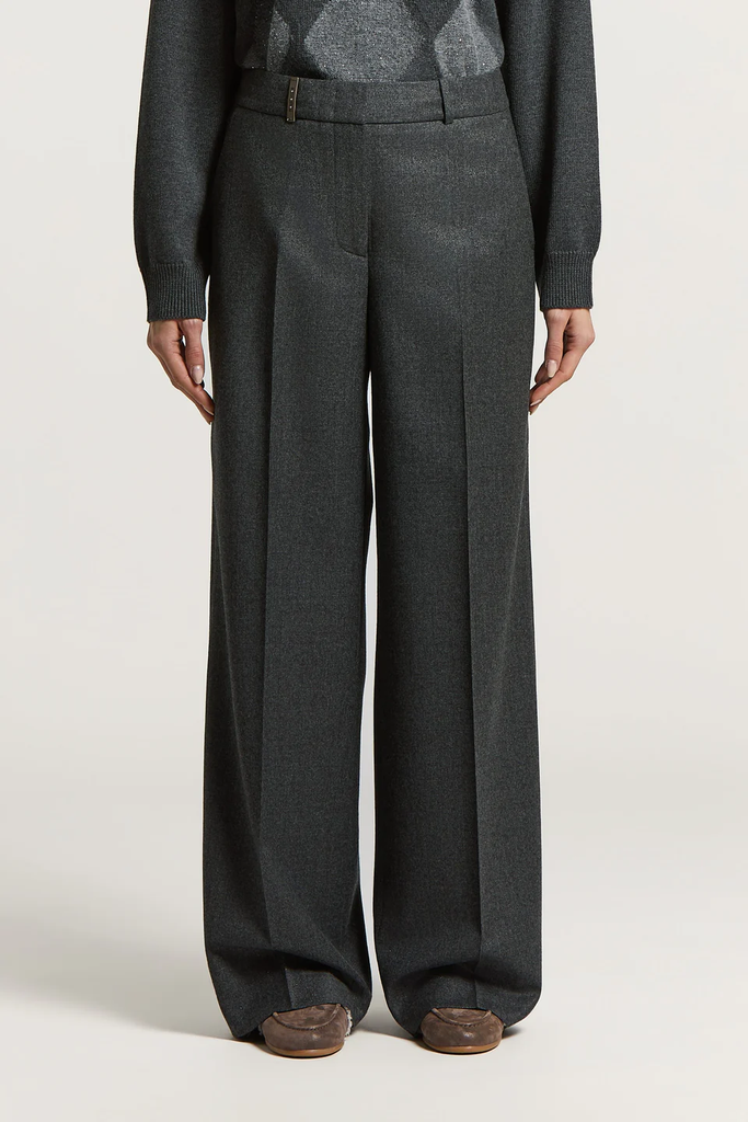 Palazzo Trousers in Flannel and Lurex Wool
