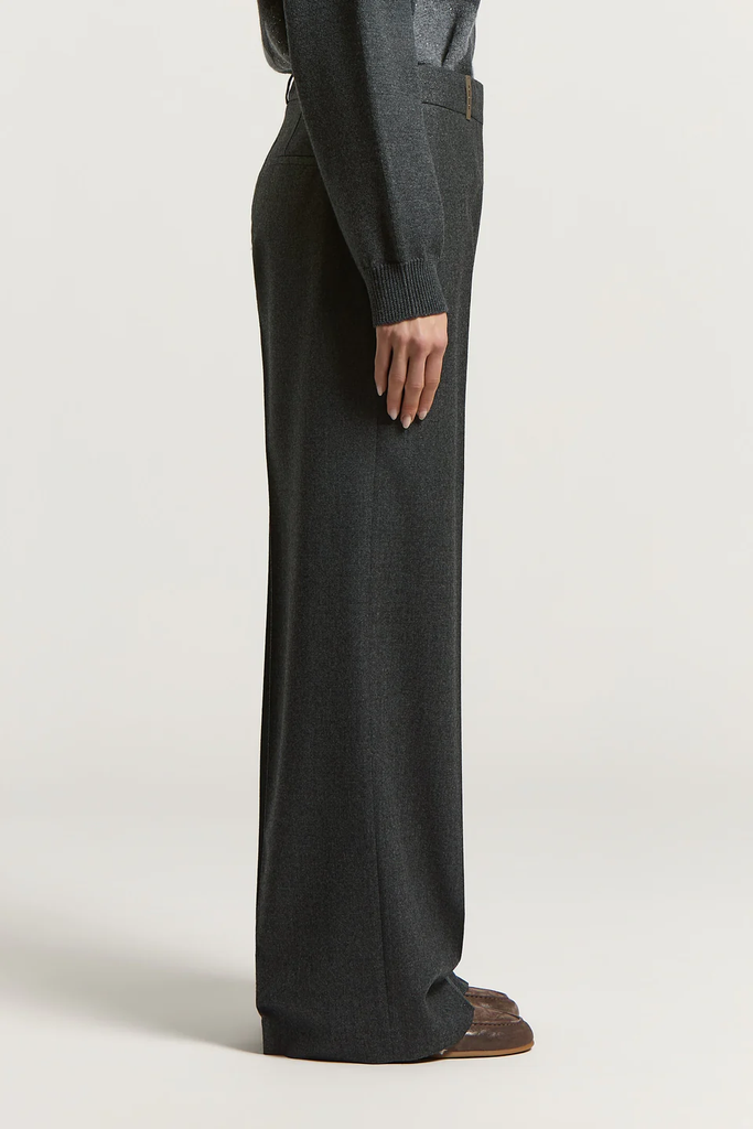 Palazzo Trousers in Flannel and Lurex Wool