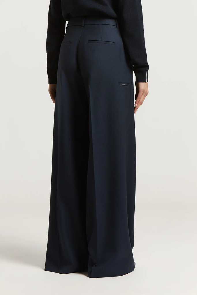 Palazzo Trousers in Wool Gabardine