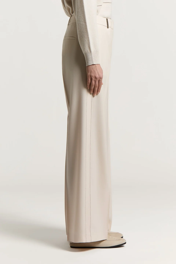 Palazzo Trousers in Wool Gabardine