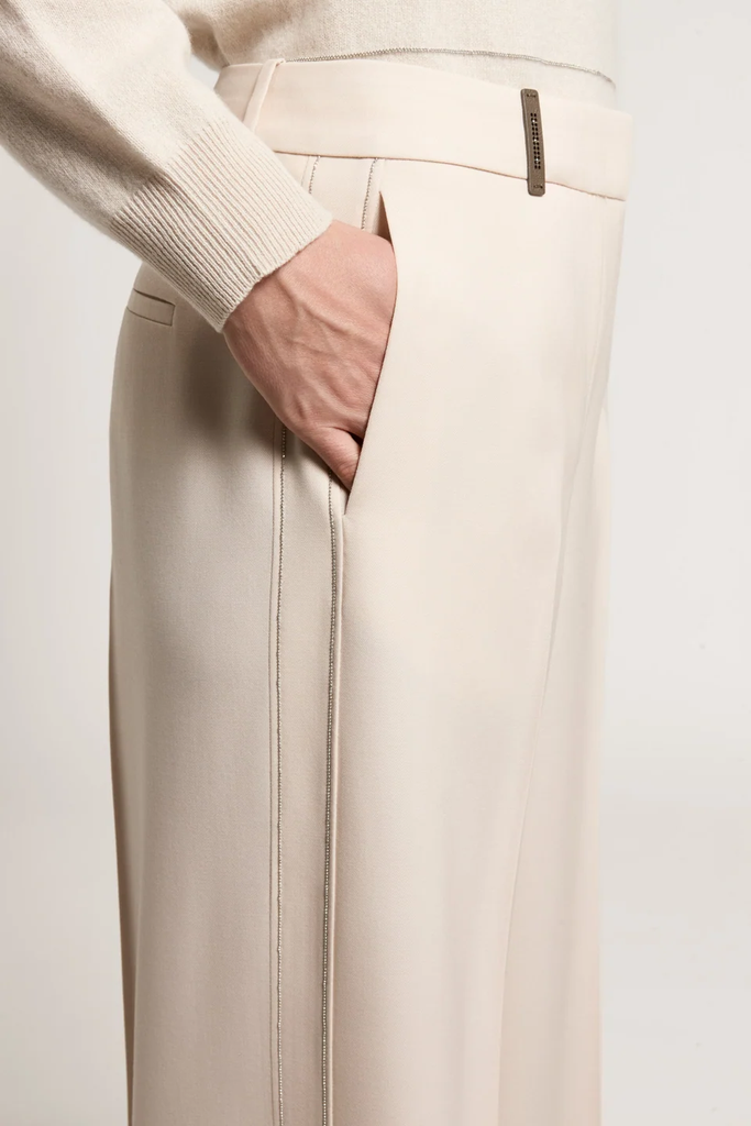 Palazzo Trousers in Wool Gabardine