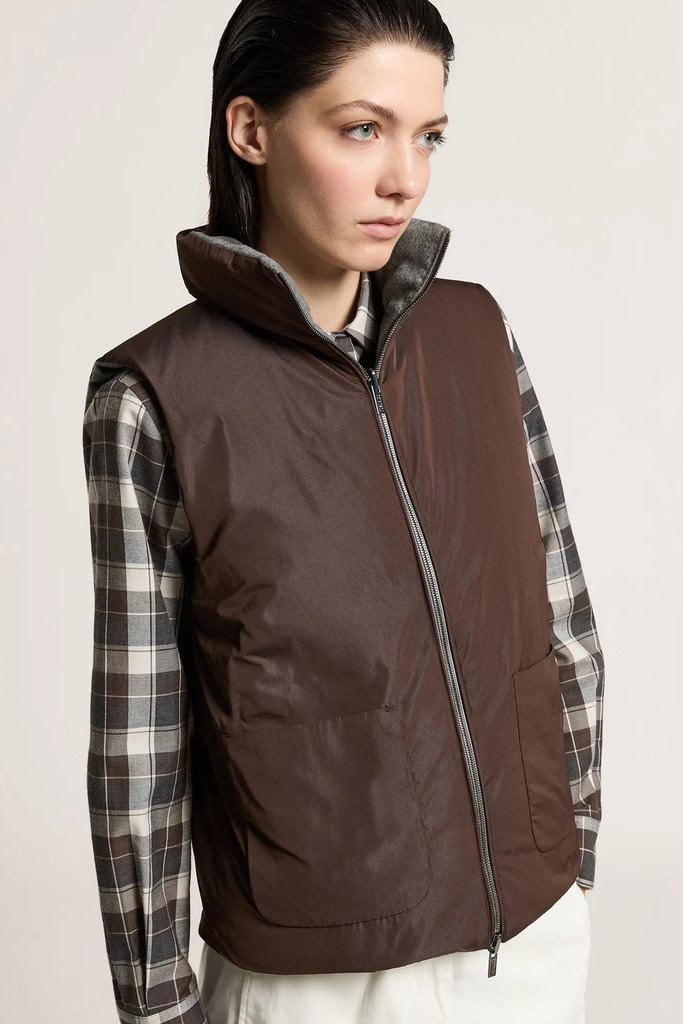Reversible Vest in Wool, Cashmere and Taffeta