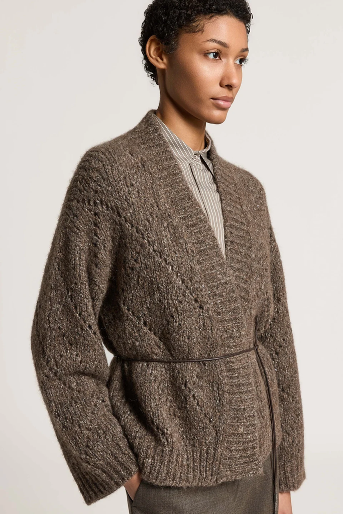 Cardigan in Alpaca Yarn, Wool and Cotton