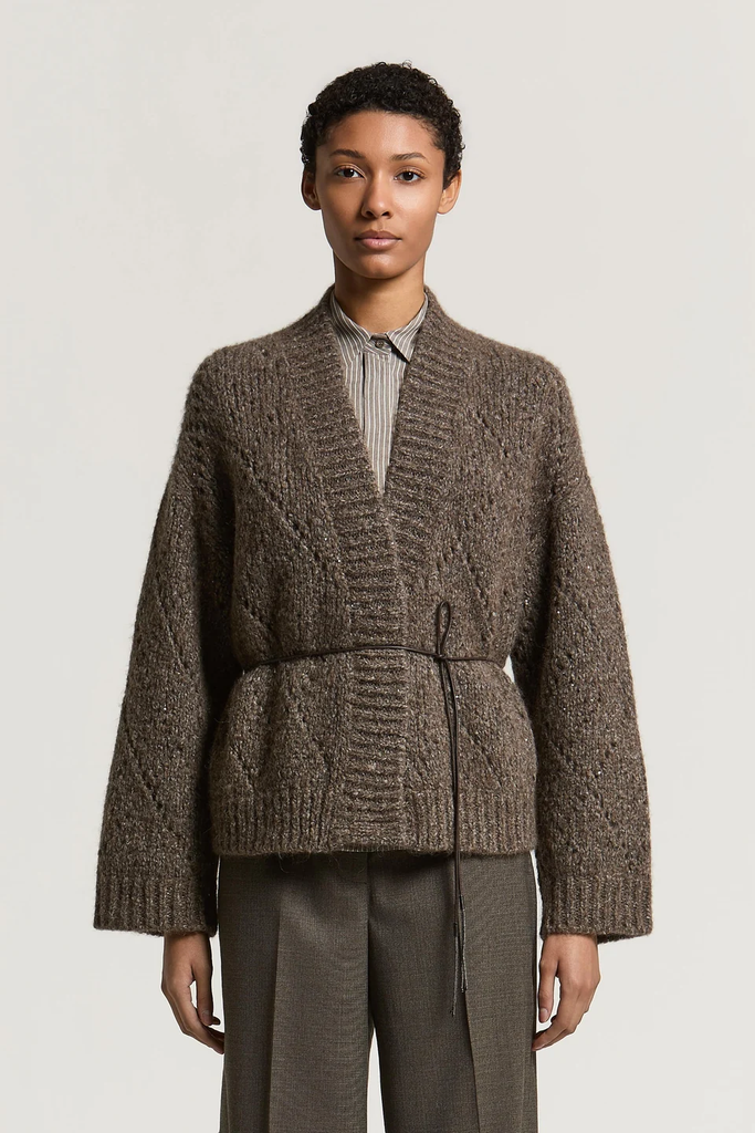 Cardigan in Alpaca Yarn, Wool and Cotton