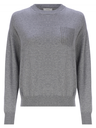 Crewneck Pearl-Embroidered Pullover in Virgin Wool Silk and Cashmere