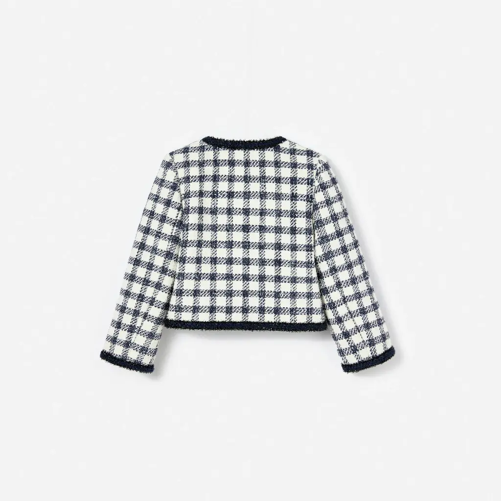 Navy Check Boucle Jacket 