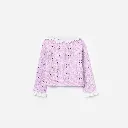 Pink Pointelle Ribbed Knit Cardigan