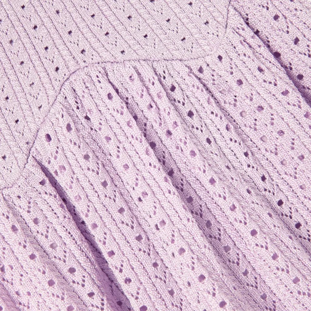 Pink Pointelle Ribbed Knit Skirt