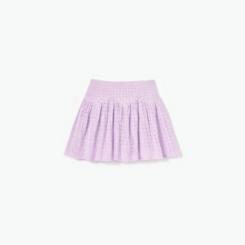 Pink Pointelle Ribbed Knit Skirt