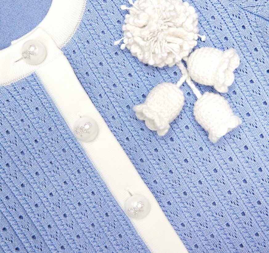 Blue Pointelle Cardigan