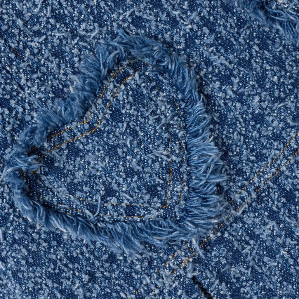 Textured Denim Heart Trim Dress