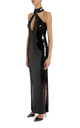 Black Sequin Halter Gown